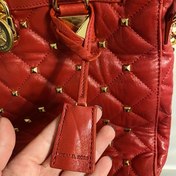 Michael Kors Tote Double Strap Shoulder Handbag Bright Red with Gold Hardware - Picture 4 of 7